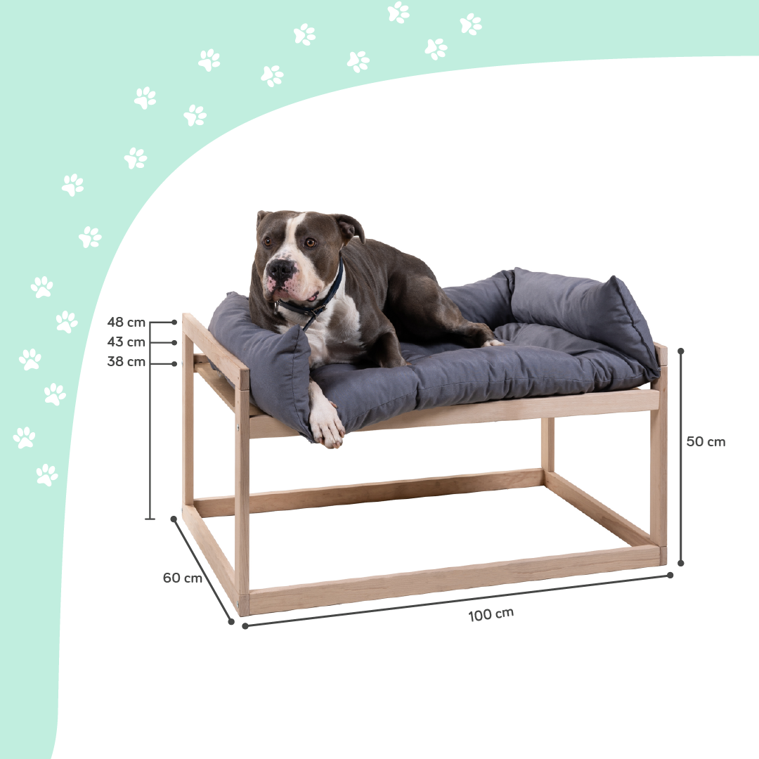 Cama elevada antiestresse para cães e gatos. Durma junto com seu pet (3 ajustes de altura). Ideal para pets de grande, médio e pequeno porte. Savannah