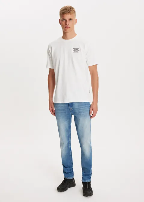T-shirt met print black island off-white (WIT.O)
