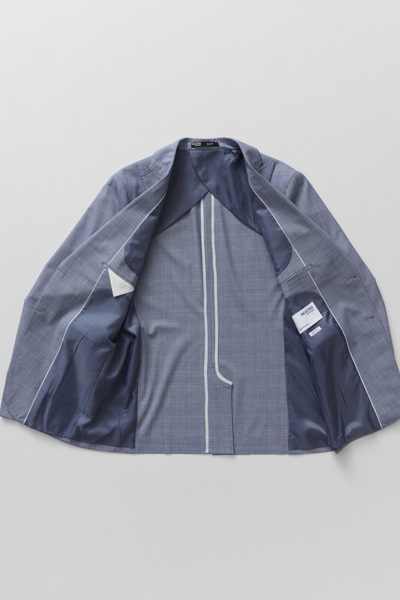 Blazer xadrez de corte justo. - Azul