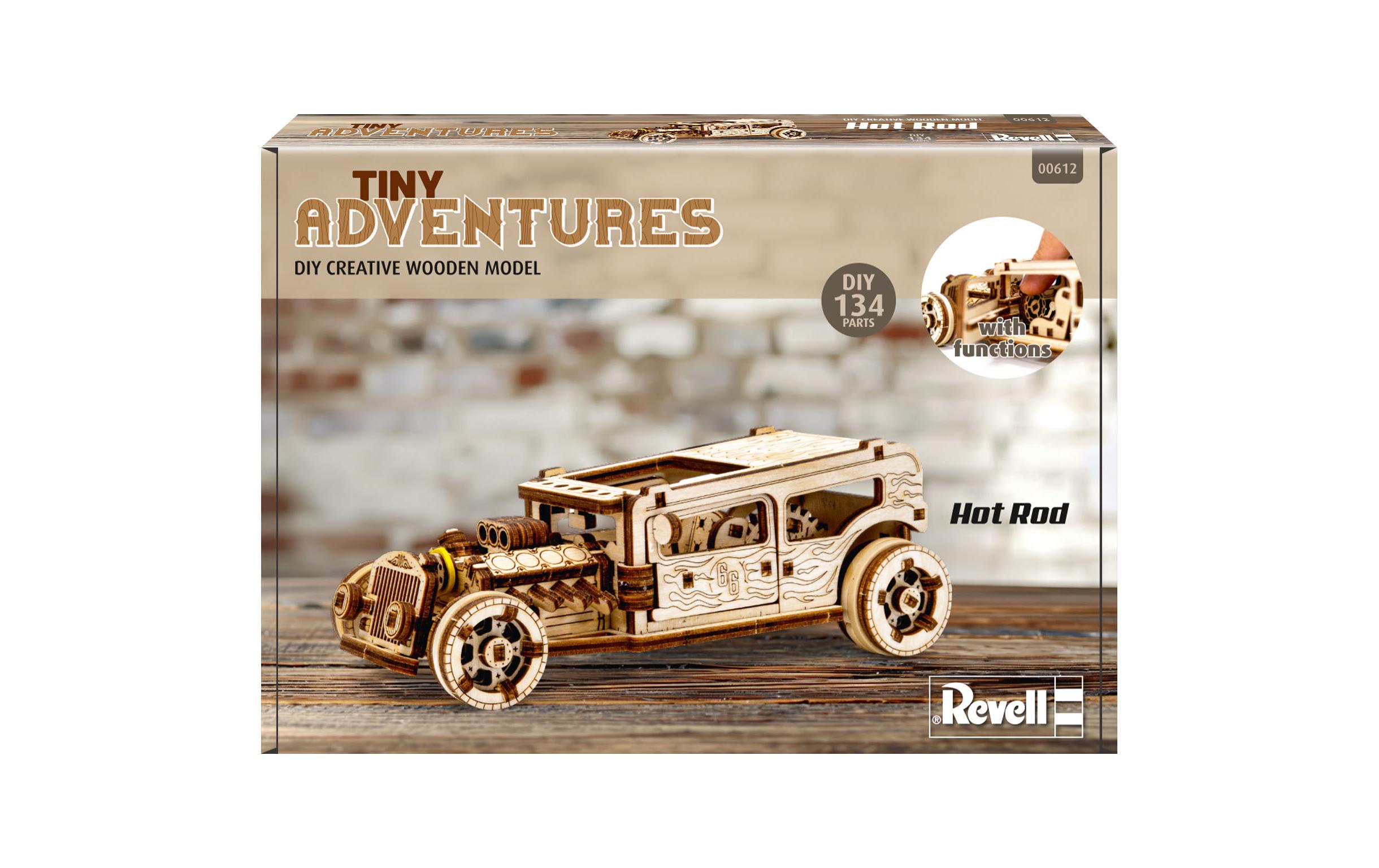 Tiny Adventures – Hot Rod HolzbausatzHot Rod Modellbausatz mit Rückzugsmechanismus
