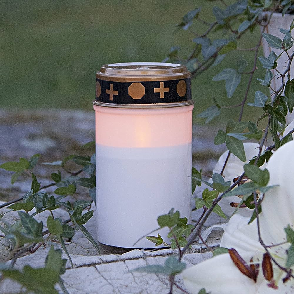 (4er Set) 12cm LED Grablicht Outdoor Kerze IP44 Serene (12.064-80-Set) Batteriebetrieben - Warmweiss