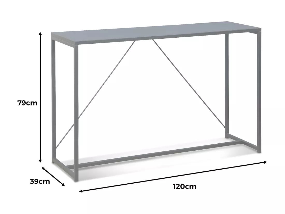 Console en métal noir 120 x 39 x 79cm - Industrielle - 1 barre de renfort