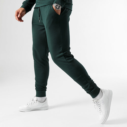 Ensemble Sweat Capuche Et Pantalon Waffle 0661 Vert Bouteille