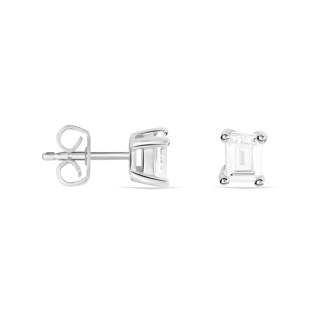 Boucles D'oreilles Puces Mathilda Argent Blanc Oxyde De Zirconium