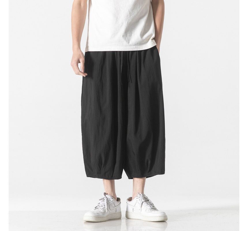 Aozora - Low Rise Plain Capri Baggy Pants
