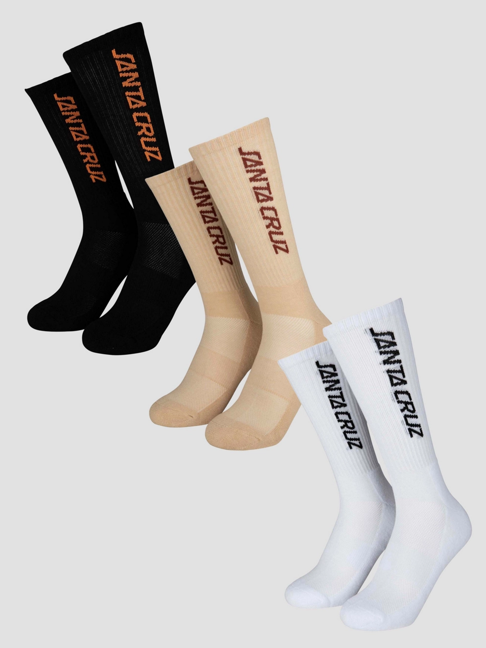 Santa Cruz Strip 3 Pack Socks chalk/white/black