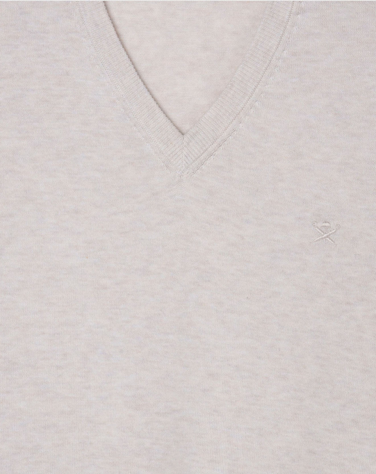 Hackett London Pull en Coton & Soie col V écru chiné