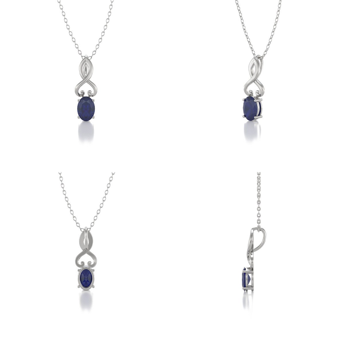 Collier Pendentif Or Blanc Saphir - Fête des Mères Élégante et Raffinée | Aden