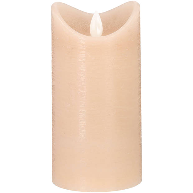 Blokker Rustieke LED Kaars - 7,5x15 cm - Beige