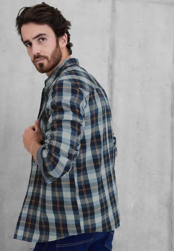 Karohemd mit Brusttaschen - deep navy blue