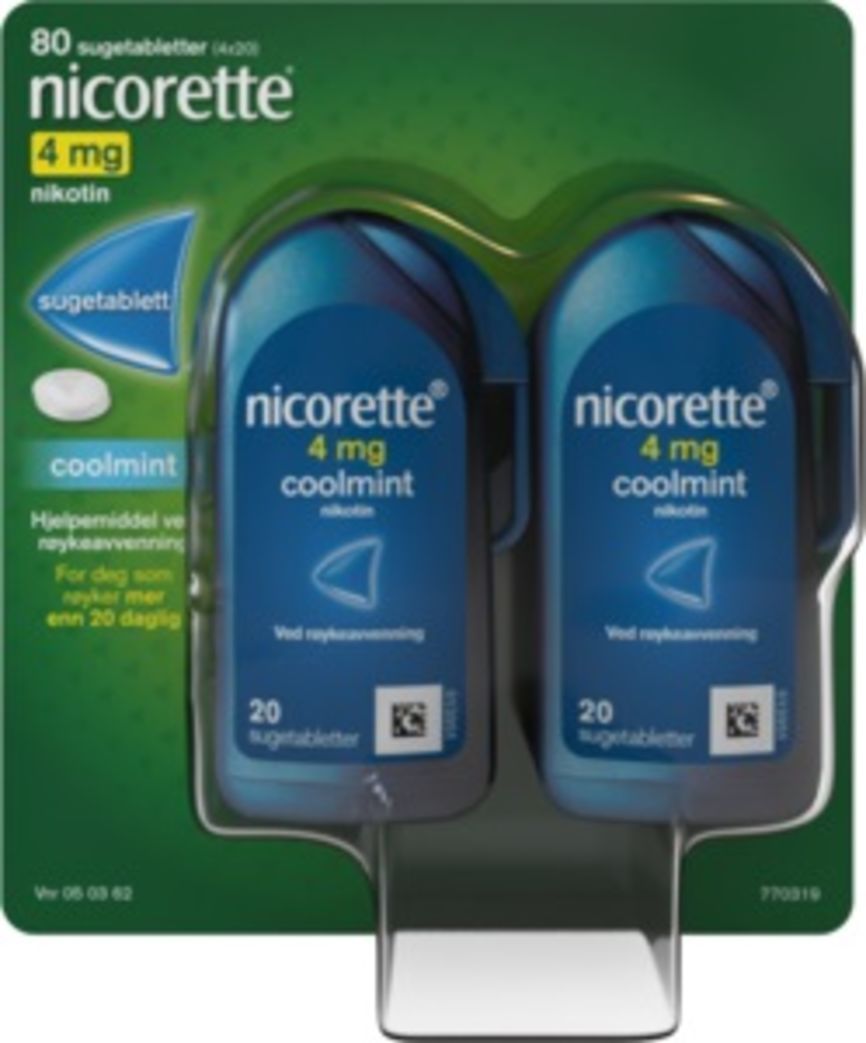 Nicorette Coolmint sugetablett 4 mg nikotin, slutte å røyke