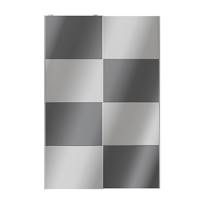 Portes de placard coulissantes 2 vantaux panneaux anthracite brillants et miroir GoodHome Atomia H. 225 x L. 150 x ép. 5,5 cm