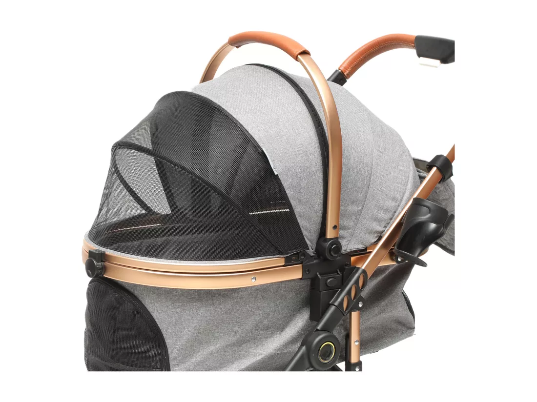 YITAHOME Poussette 3-en-1 pour Chien Chat - Transporteur Amovible - Pliable Portable - Gris