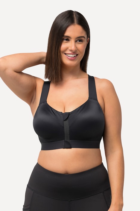 Sport-BH, ohne Bügel, Zipper, gekreuzte Träger