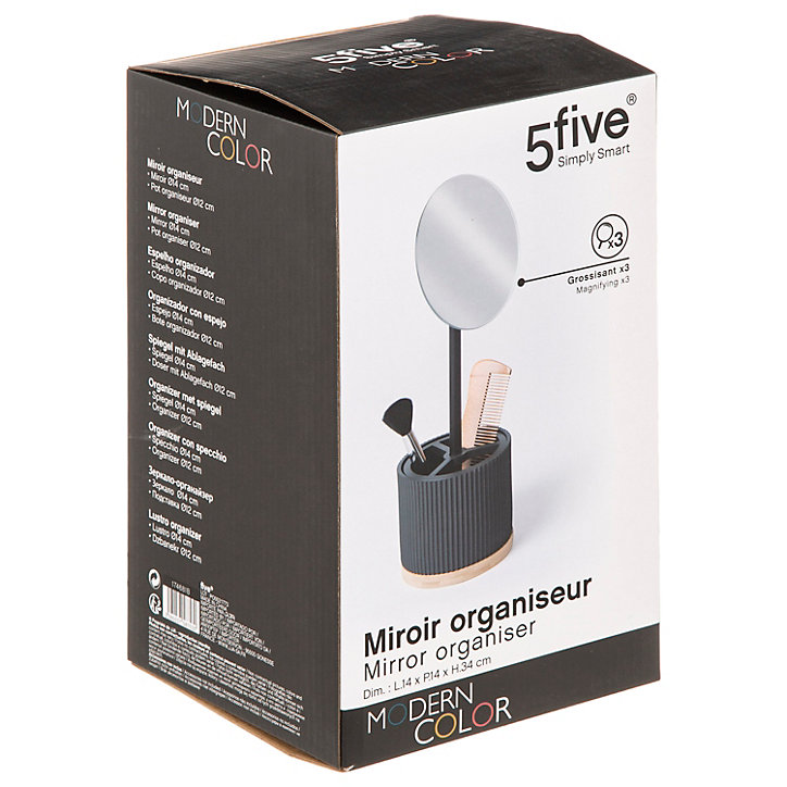 Miroir grossissant avec pot organiseur à maquillage Modern charbon