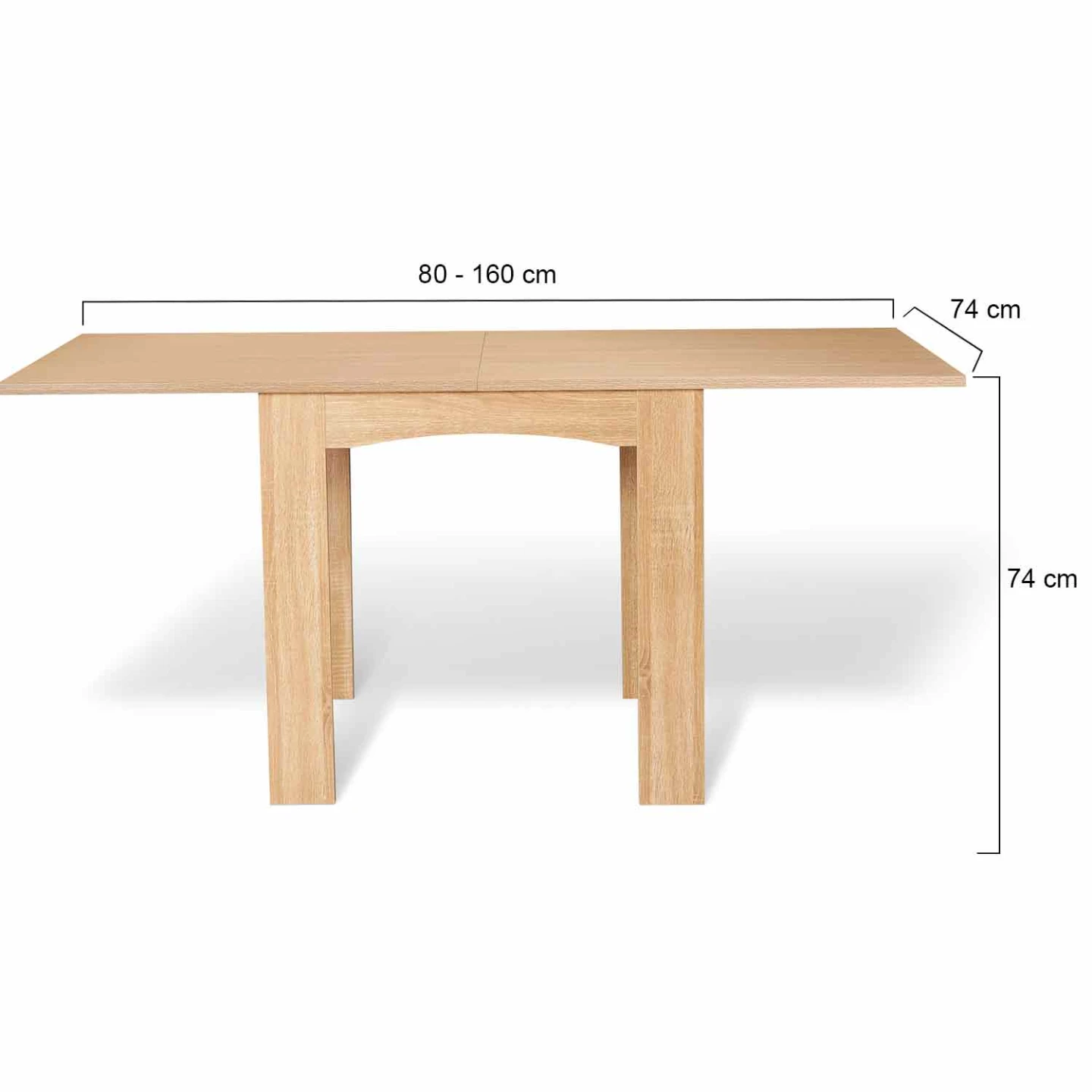 Table à manger extensible rectangle DONA 4-8 personnes hêtre 80-160cm