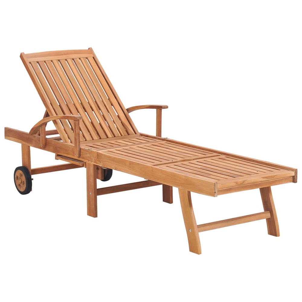 Lot de 2 transats chaise longue bain de soleil lit de jardin terrasse meuble d'extérieur bois de teck solide