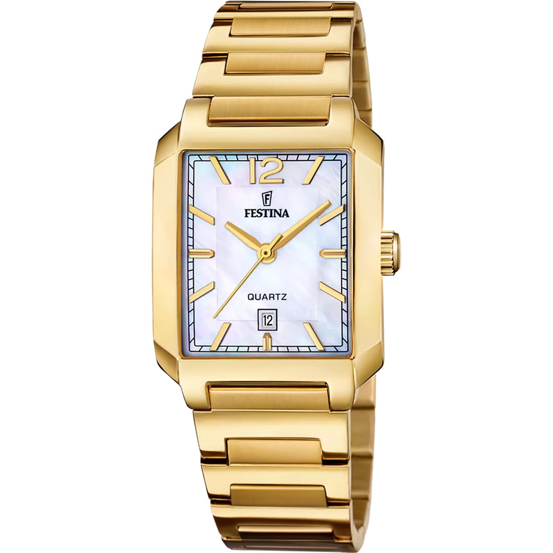 Festina On The Square Lady Date Goldig / Perlmutt