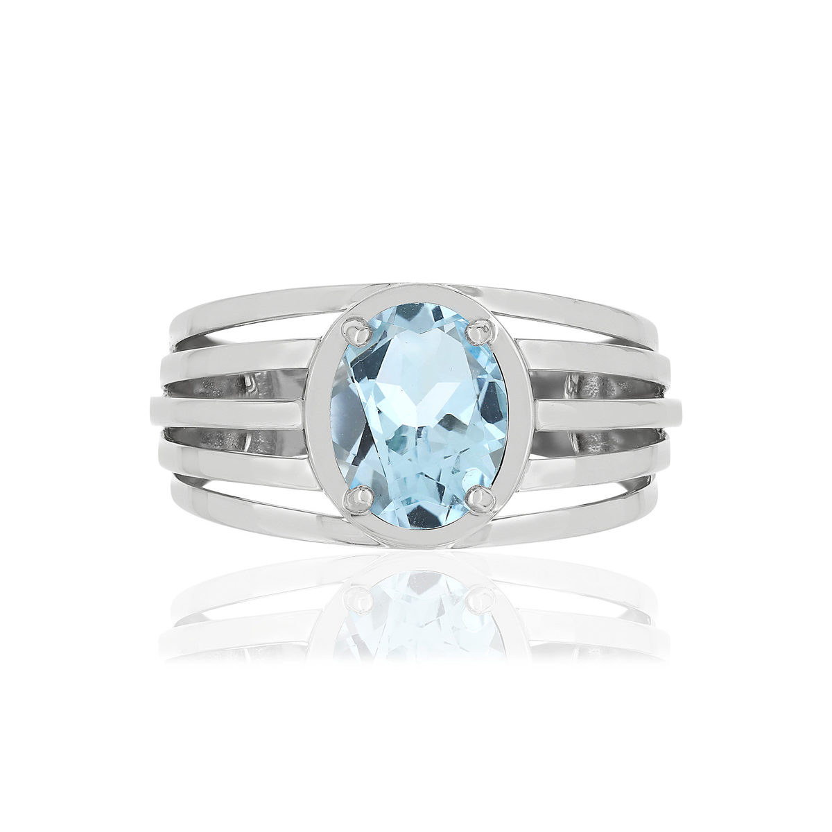 Bague or blanc 375, 1 Topaze bleue 1,75 carat.
