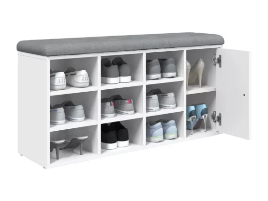 Banc à chaussures blanc 102x32x50 cm bois d'ingénierie