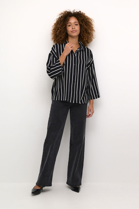 Kaffe KAbeathe Shirt Black/chalk stripe