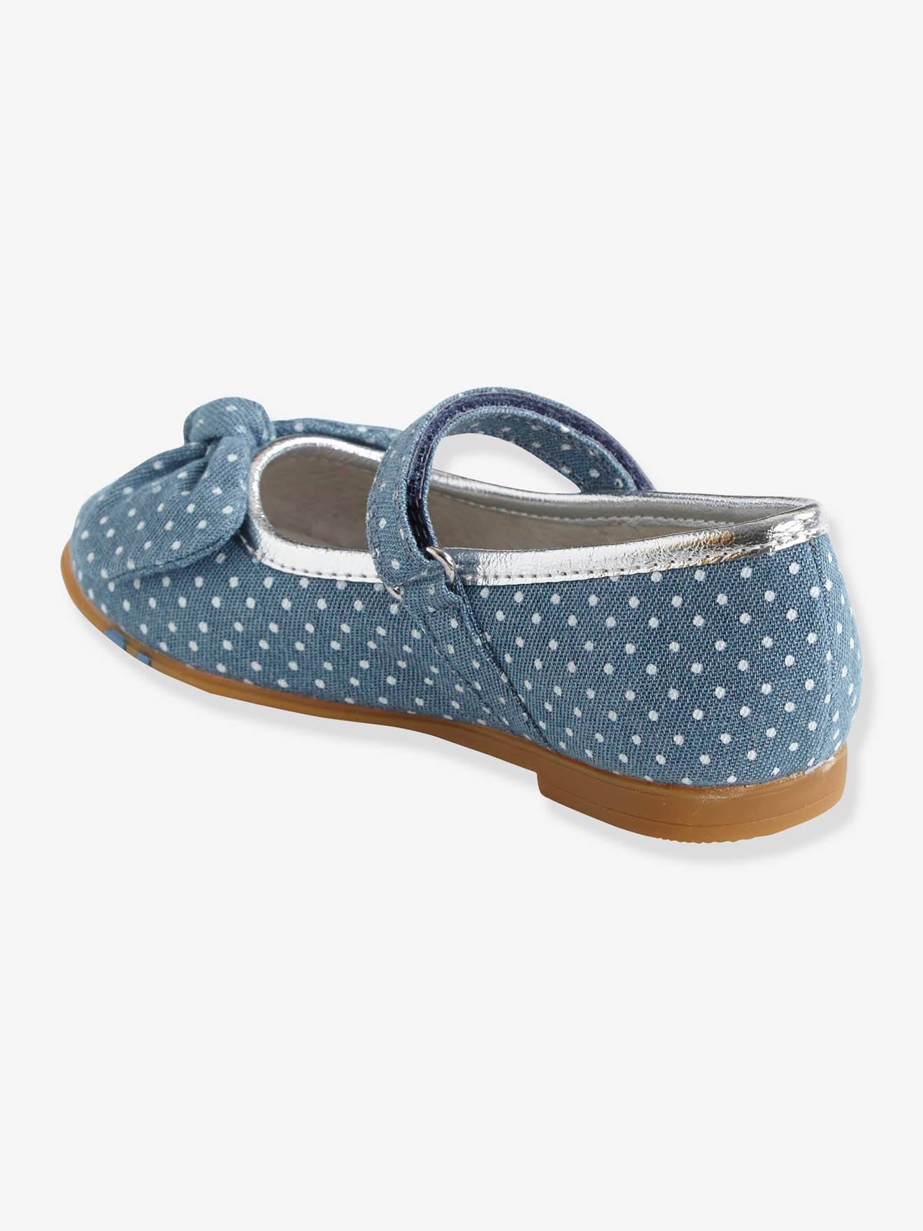Sapatilhas de ballet com fecho de velcro para meninas com necessidades especiais, tamanho médio, estampa azul.