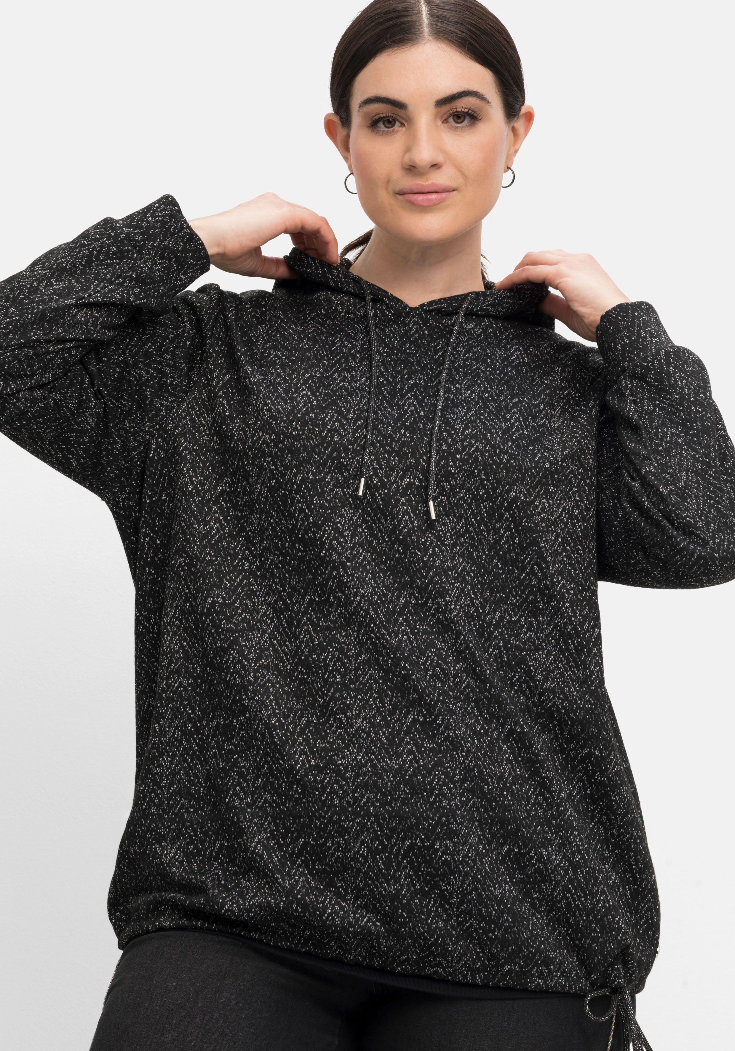 Sweatshirt mit Kapuze, in Salz-und-Pfeffer-Optik