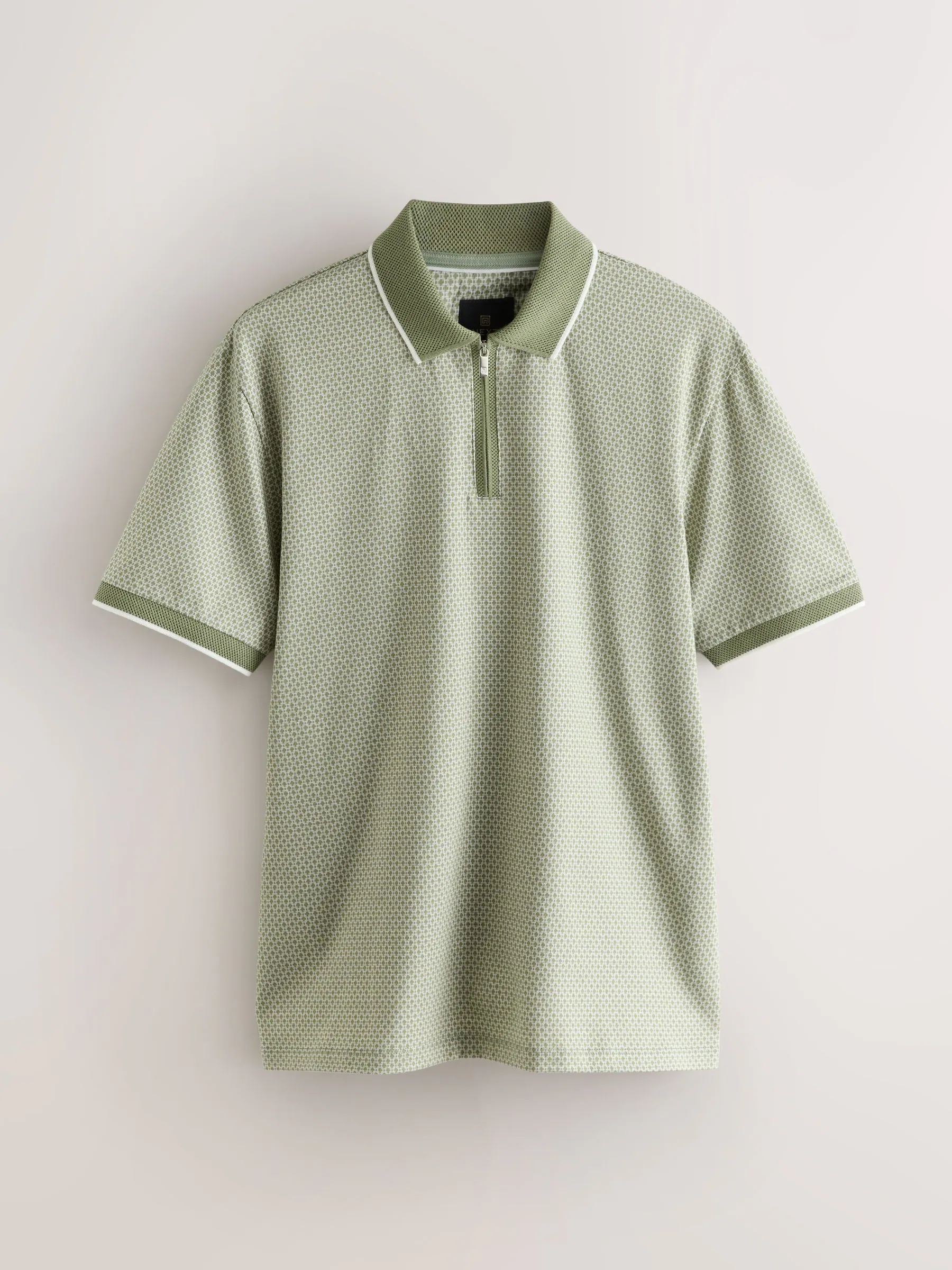 Grijs-groen - Modieus poloshirt met kwartrits