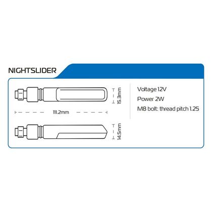 Clignotant Oxford NightSlider LED SEQUENTIELS Arrière 3 en 1 (inclus 2 résistances) La paire Universel - Noir
