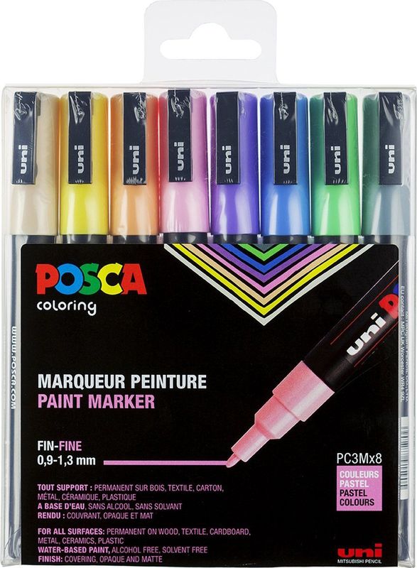 POSCA PC-3M Verfmarkerset Pastel (0,9 - 1,3 Mm Rond) 8 Stuk - Divers