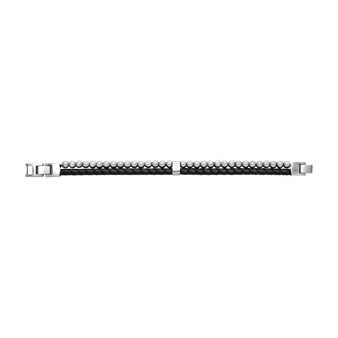 Fossil Armband Beads Multi Strand Silbrig / Schwarz