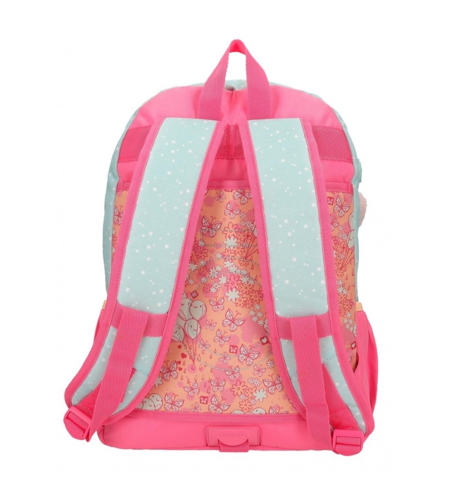 Mochila Enso com dois compartimentos, modelo Ballons Adaptable, cor turquesa.