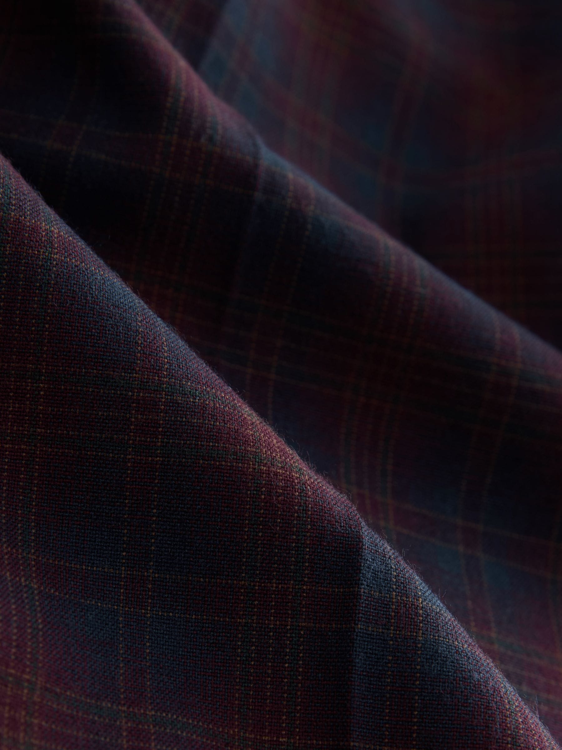 Burgundy Red/Navy Blue Check - Ruit Wijde pijpen Tailored Broeken