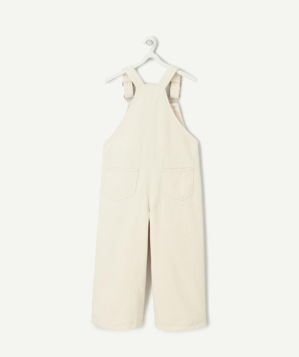 SALOPETTE WIDELEG FILLE EN DENIM BEIGE LOW IMPACT
