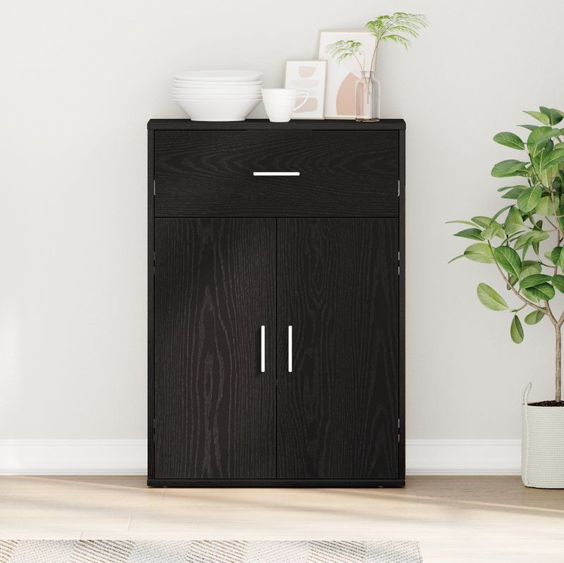 vidaXL - Dressoir - Zwart Eiken - Bewerkt Hout