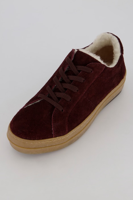 Leder-Sneaker, Wollfutter, Veloursleder, Weite H
