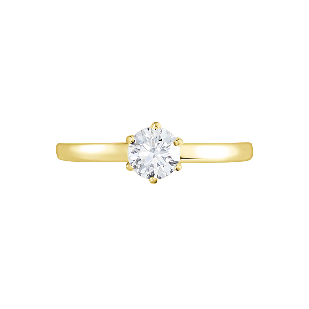 Bague Solitaire Or Jaune Diamant Synthetique