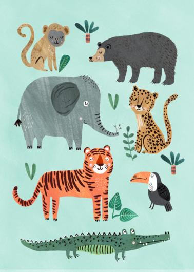 Kinderkamer poster Jungle Poster wilde dieren