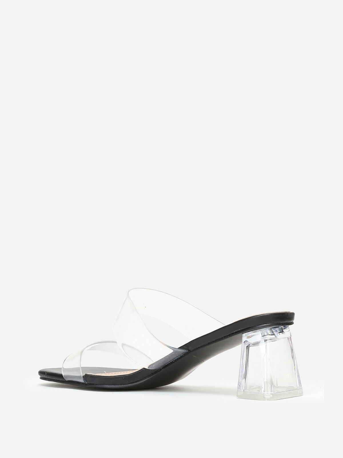 Mules à brides transparentes grandes tailles- Noir