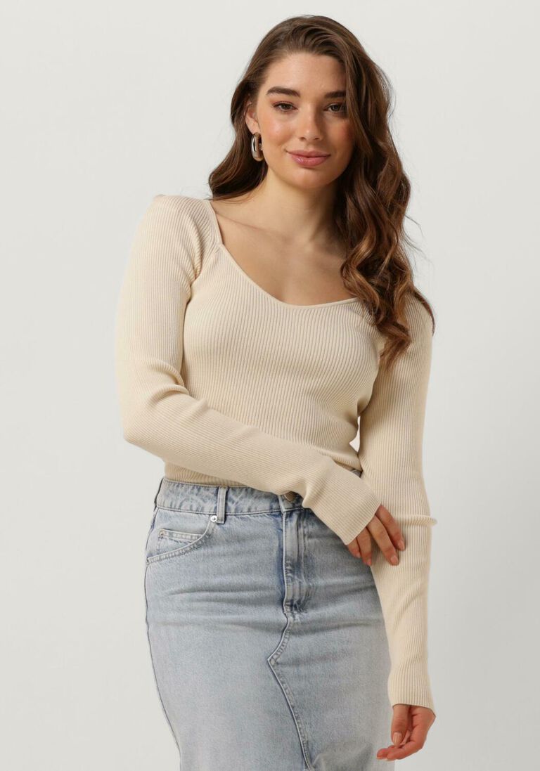 SECOND FEMALE beige second female trui solia knit v-neck