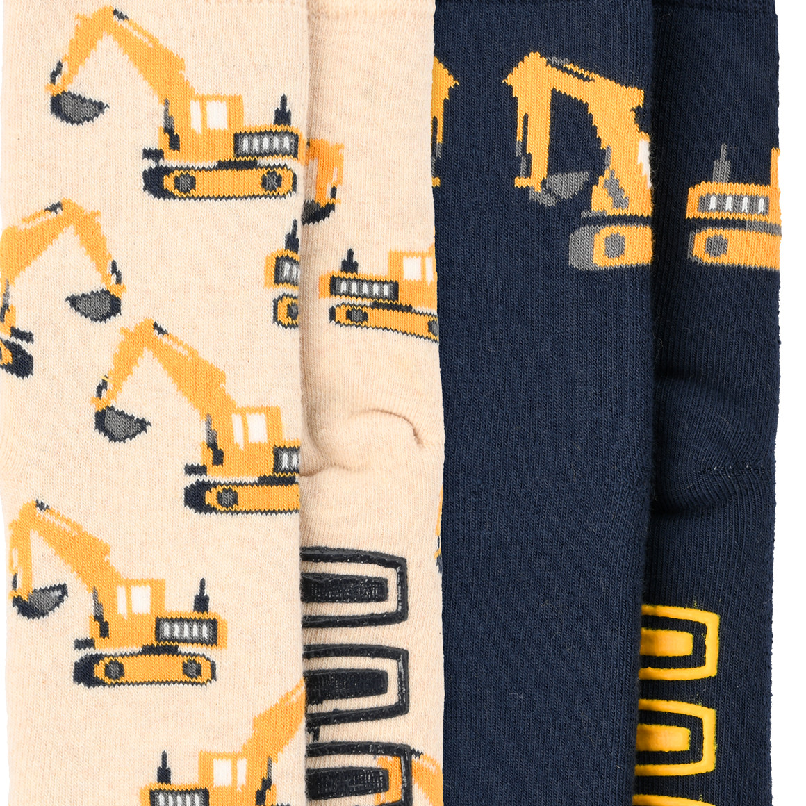 Topolino 2 Paar Jungen Stoppersocken mit Baggern dunkelblau / beige