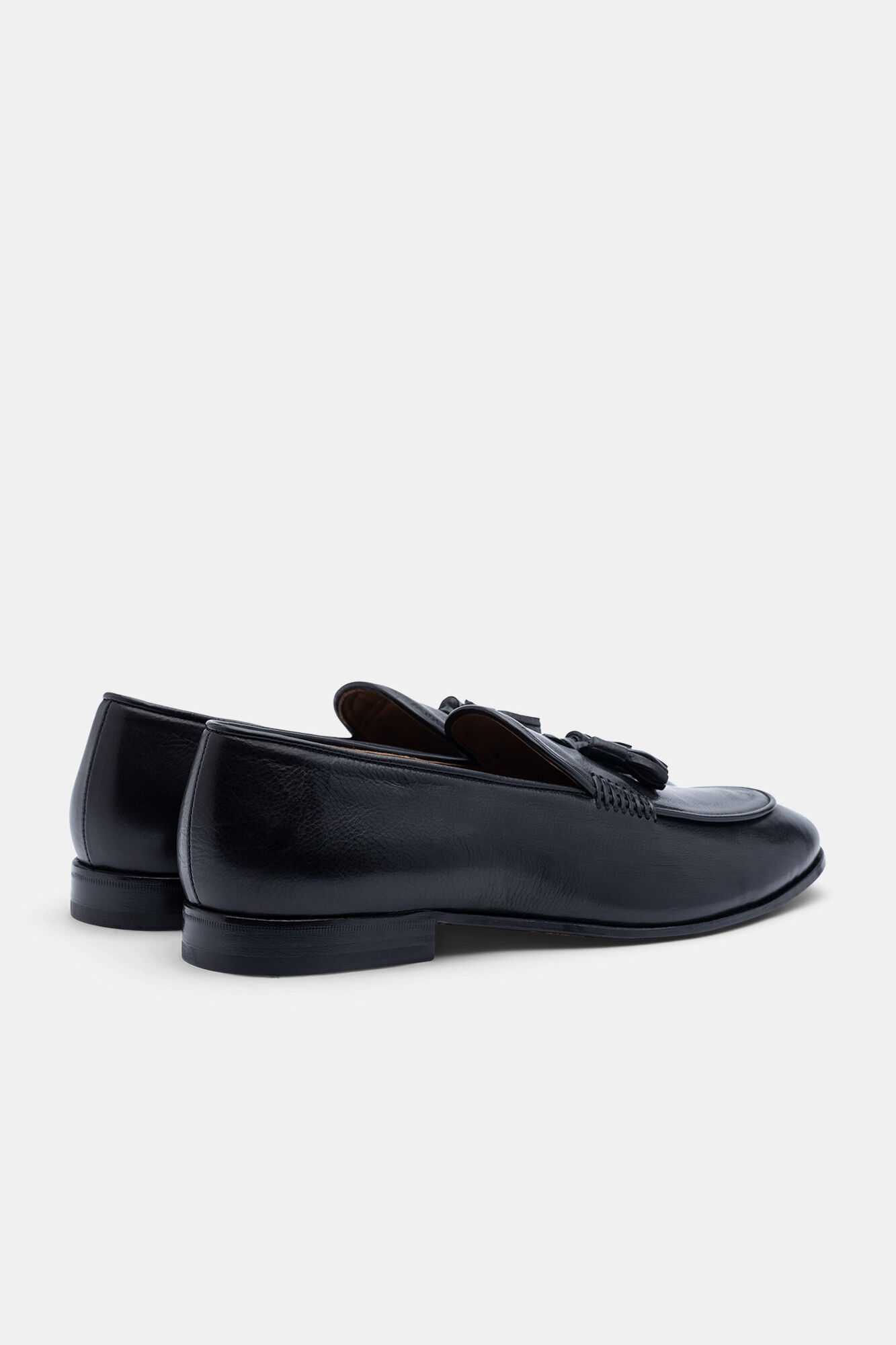 Mocassins de couro bovino escovado preto - Preto