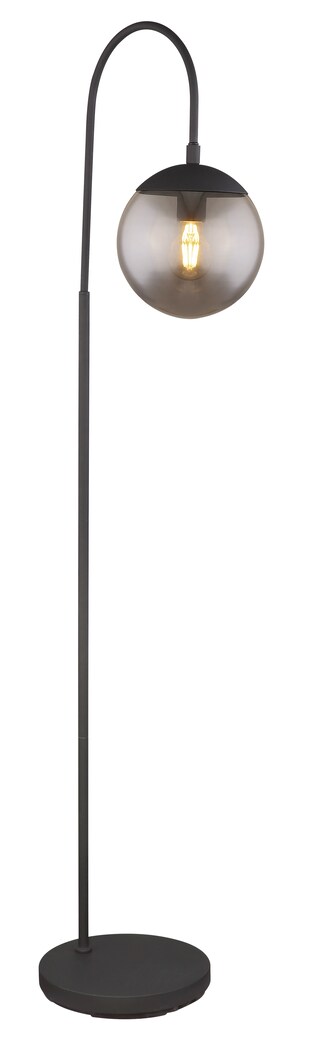 GLOBO Retrofit Bogenlampe Blama Schwarz /Rauchfarbig 25x39cm H150cm