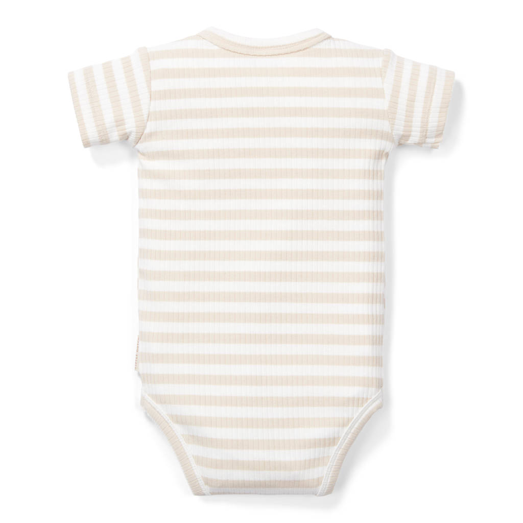 Little Dutch romper met streep print ecru/wit