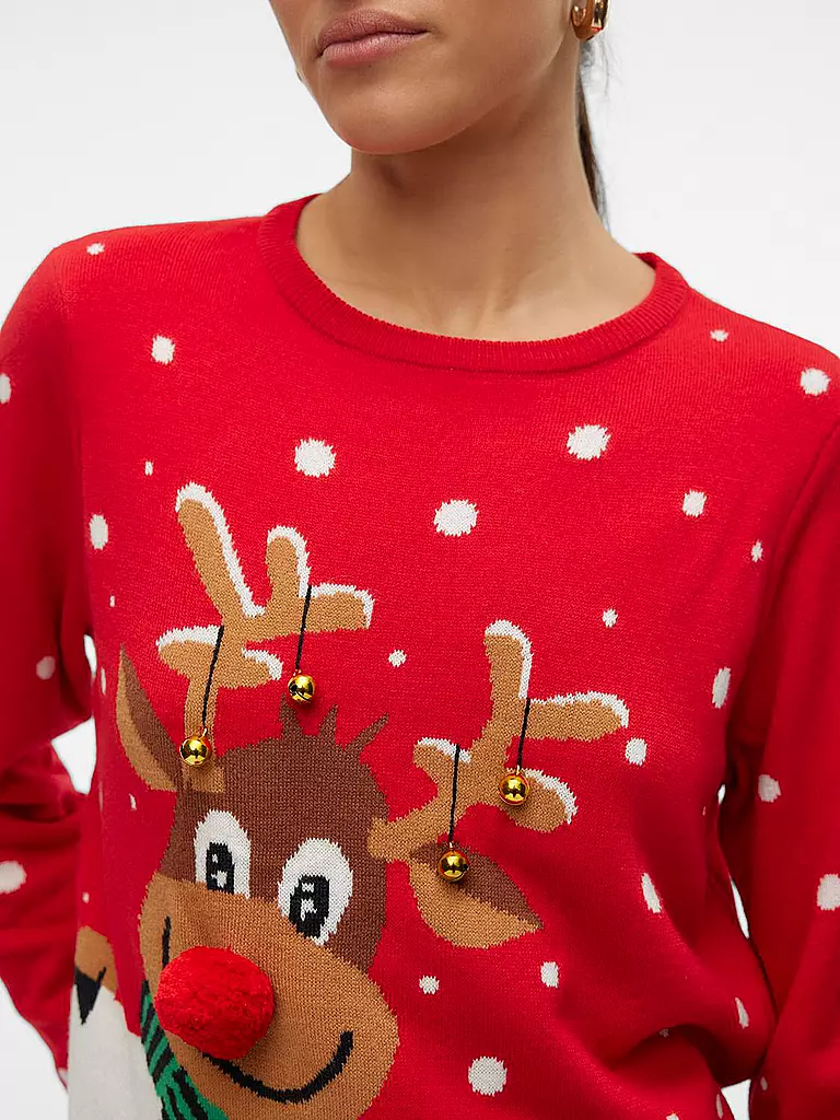VERO MODA Pullover  VMSNOWY DEER rot