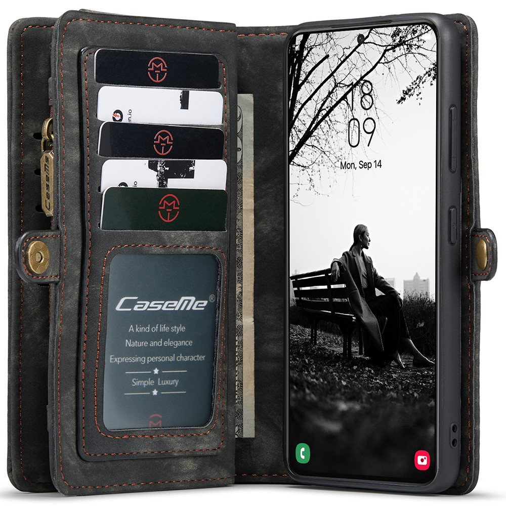 Samsung Galaxy S22 5G 2in1 Leder Tasche   Magnet Hardcase Karten Etui - Schwarz