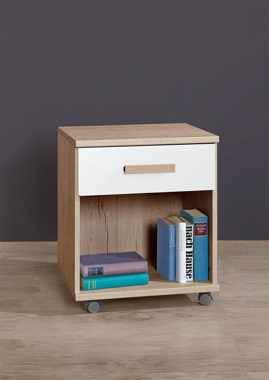 Rollcontainer Cariba San Remo Eiche Nachbildung/Weiß ca. 46 x 59 x 45 cm