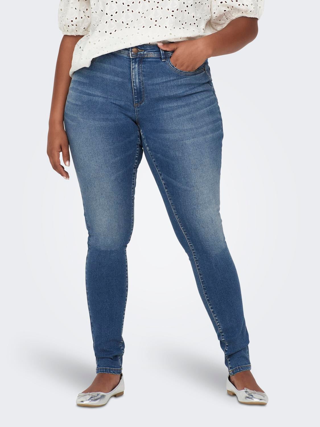 CARSALLY Mittlere Taille Skinny Fit Jeans Medium Blue Denim