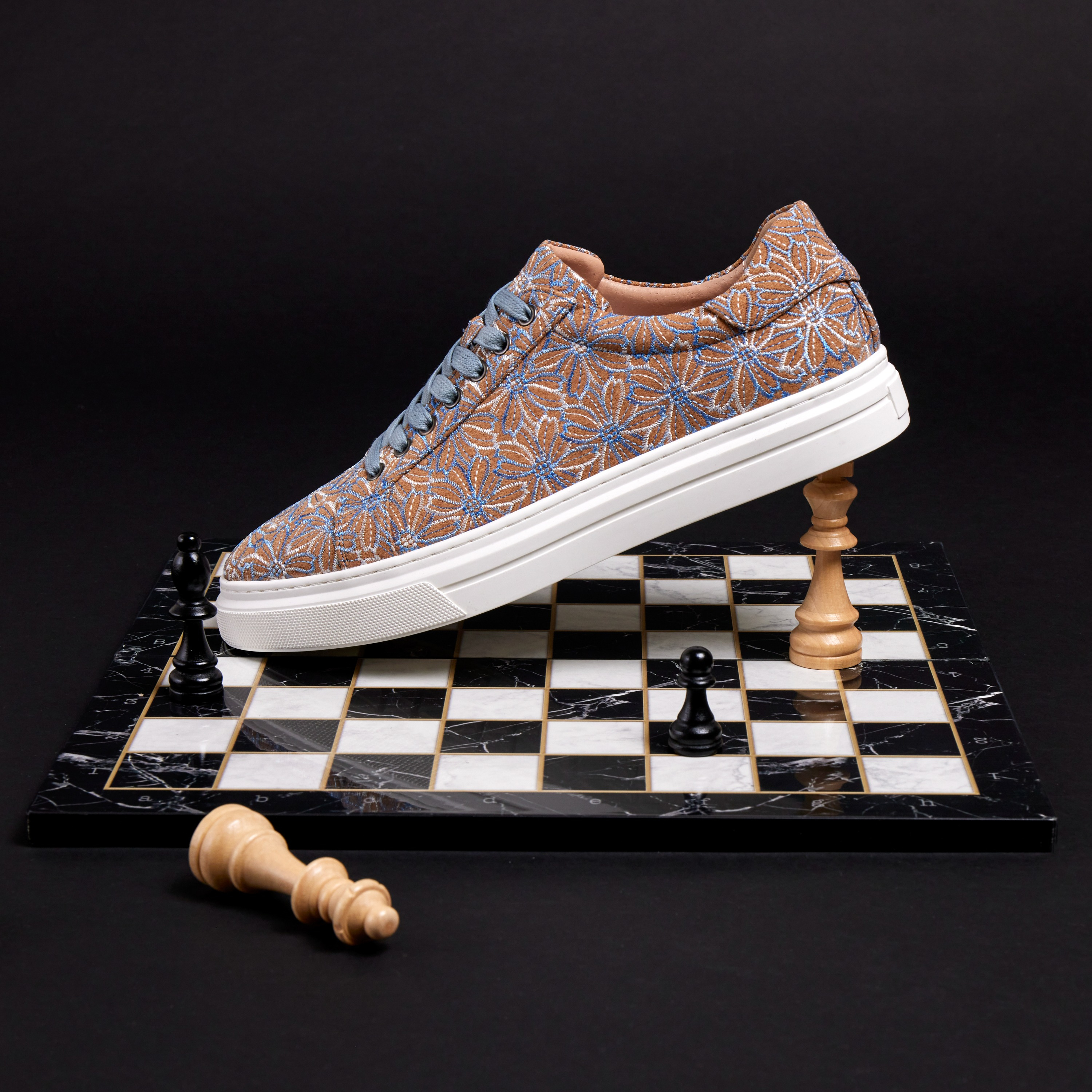 Blue Cork Flower Sneakers