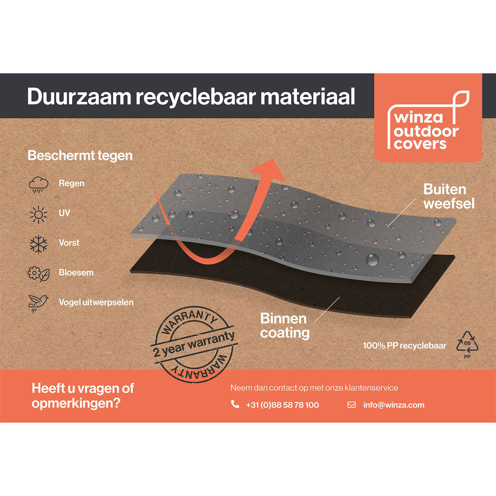 Winza Outdoor Covers Premium beschermhoes barbecue (155x65x110 cm)